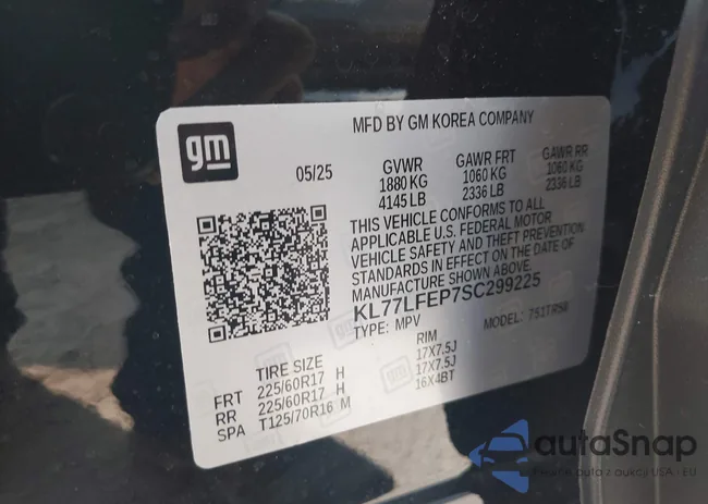 KL77LFEP7SC299225: 44076925