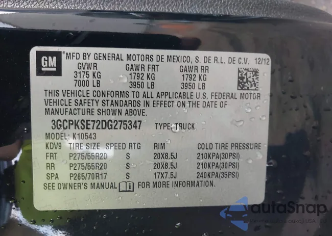 3GCPKSE72DG275347: 44077083