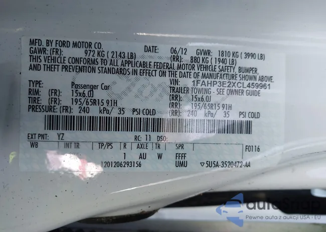 1FAHP3E2XCL459961: 44077093