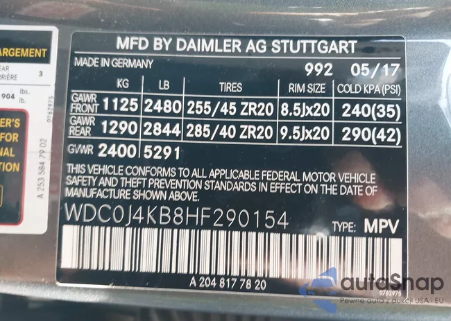 WDC0J4KB8HF290154: 44076210