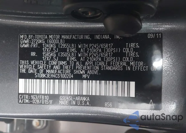 5TDBK3EH4CS100204: 44076324