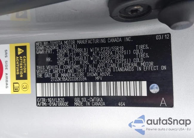 2T2ZK1BA2CC083594: 44076491