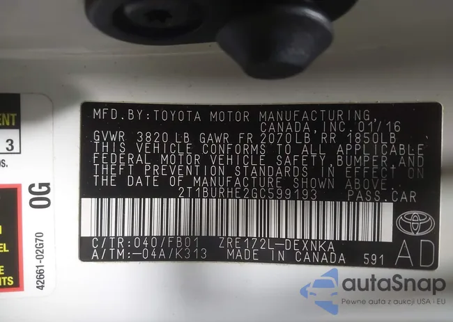 2T1BURHE2GC599193: 44077685