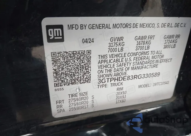 3GTPHDE83RG330589: 44078149