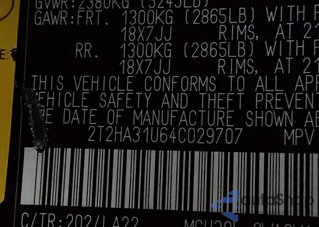 2T2HA31U64C029707: 44077207