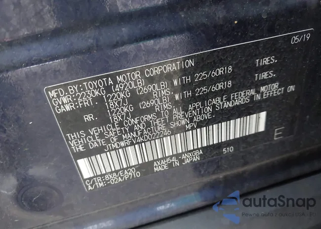 JTMDWRFV4KD022246: 44077226