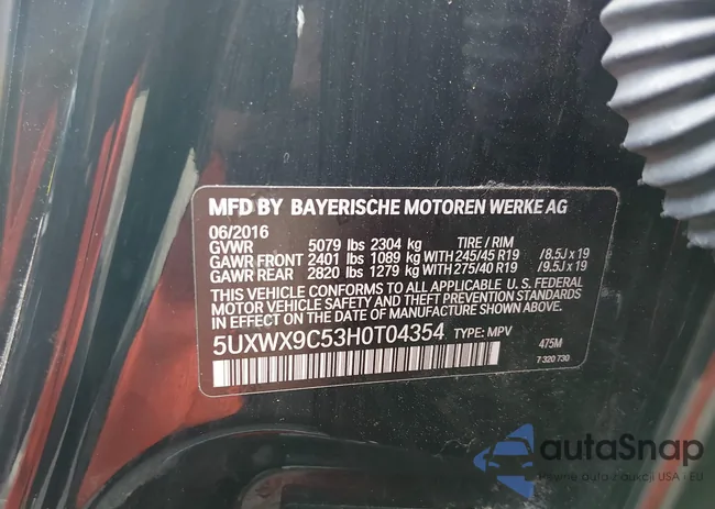 5UXWX9C53H0T04354: 44077401