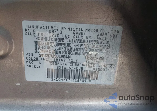 3N1CN7AP3DL890444: 44077493