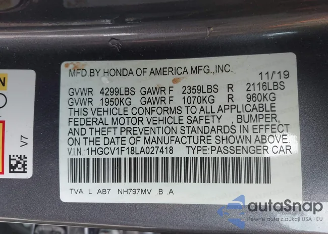 1HGCV1F18LA027418: 44078954