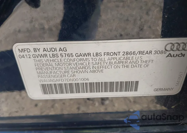 WAUAGAFD7DN001006: 44078244