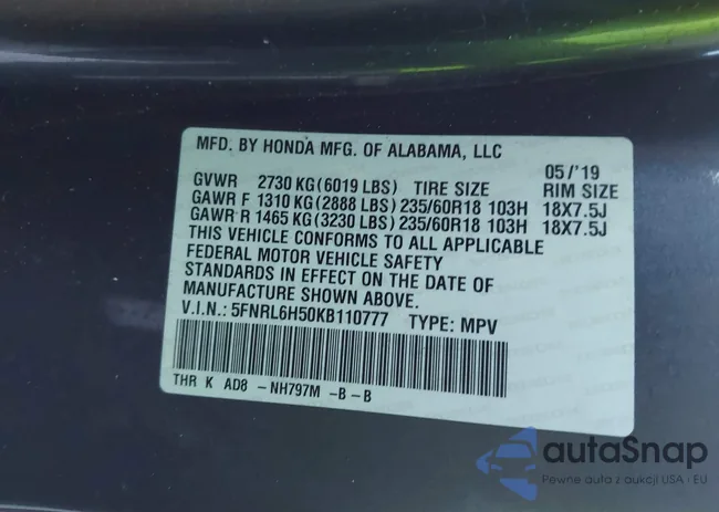 5FNRL6H50KB110777: 44078284