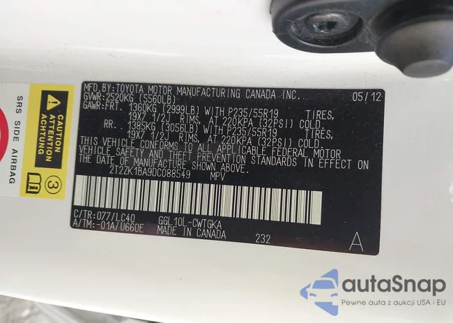 2T2ZK1BA9DC088549: 44078402