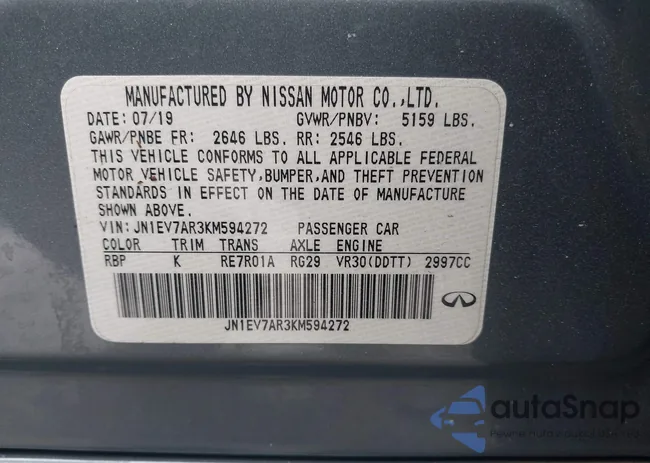 JN1EV7AR3KM594272: 44078484