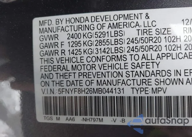 5FNYF8H26MB044131: 44079991