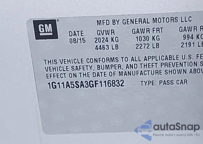 1G11A5SA3GF116832: 44080018