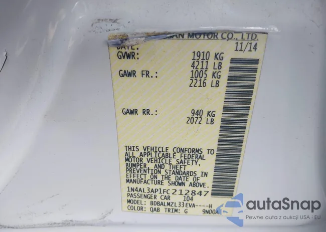 1N4AL3AP1FC212847: 44080046