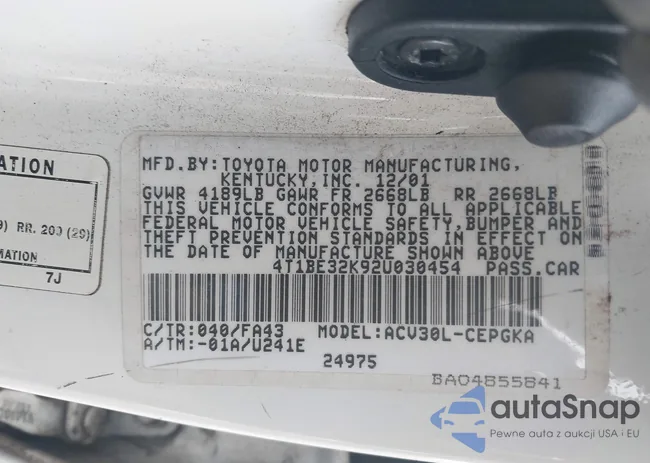 4T1BE32K92U030454: 44080102