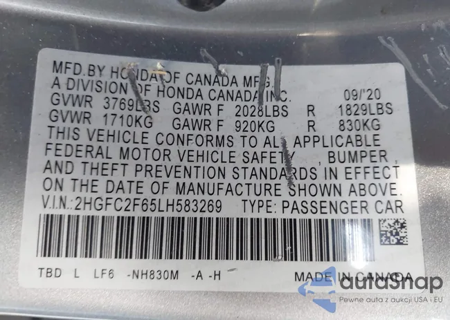 2HGFC2F65LH583269: 44080163