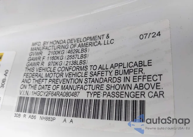 1HGCY2F64RA080487: 44079560