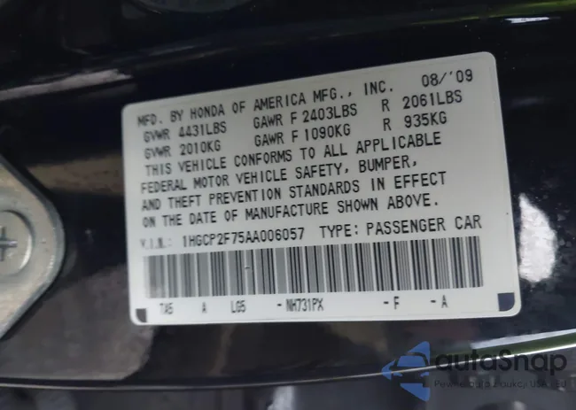 1HGCP2F75AA006057: 44080671