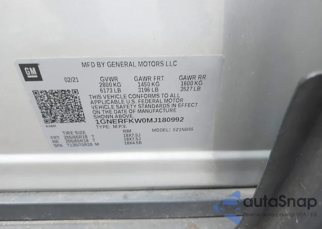 1GNERFKW0MJ180992: 44080747