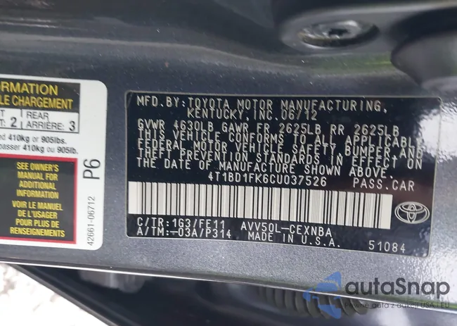 4T1BD1FK6CU037526: 44080799