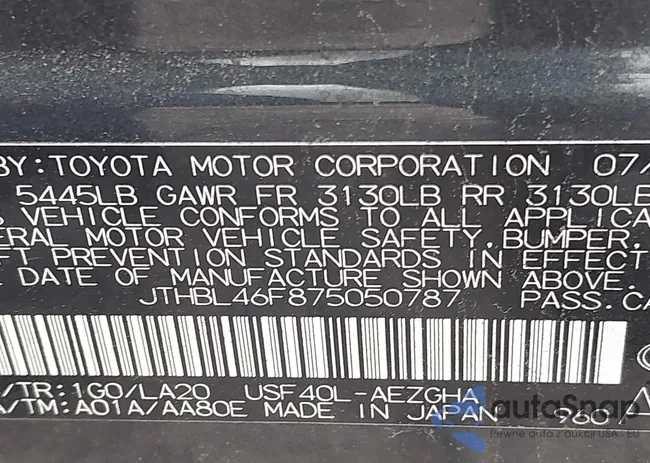 JTHBL46F875050787: 44080947