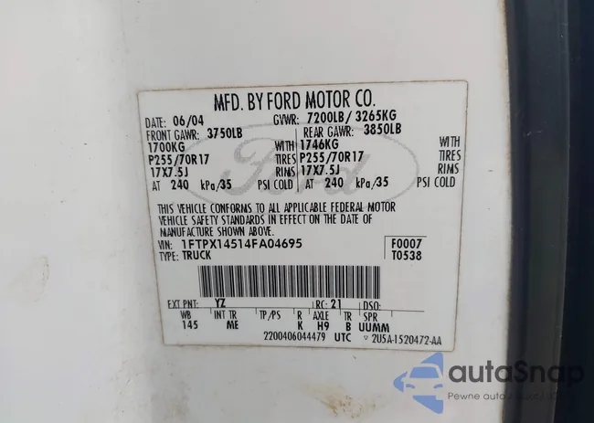 1FTPX14514FA04695: 44081046