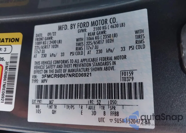 3FMCR9B67NRE06921: 44081115