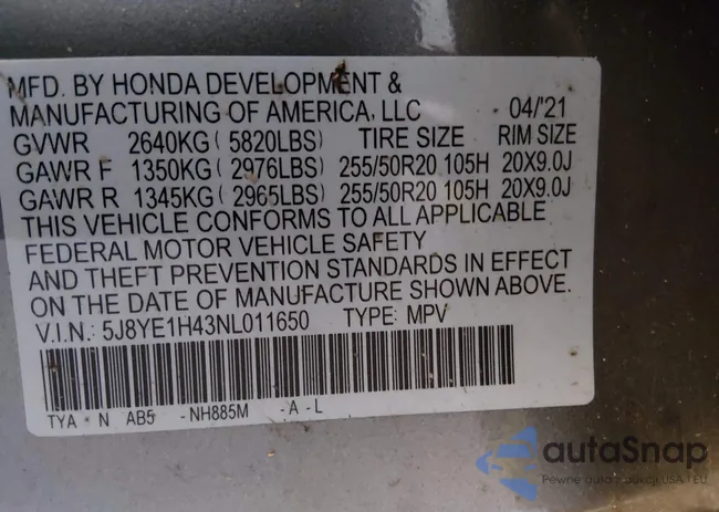 5J8YE1H43NL011650: 44081729