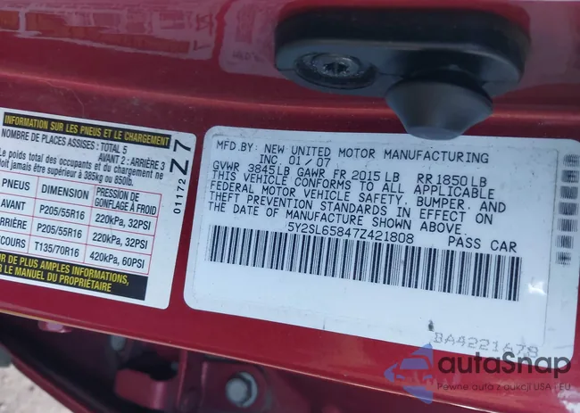 5Y2SL65847Z421808: 44081780