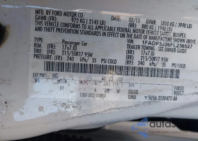 1FADP3J26FL238527: 44081845