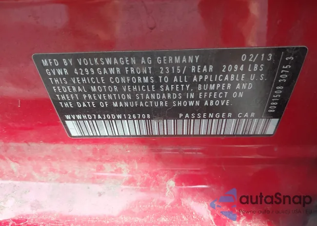 WVWHD7AJ0DW126708: 44081864