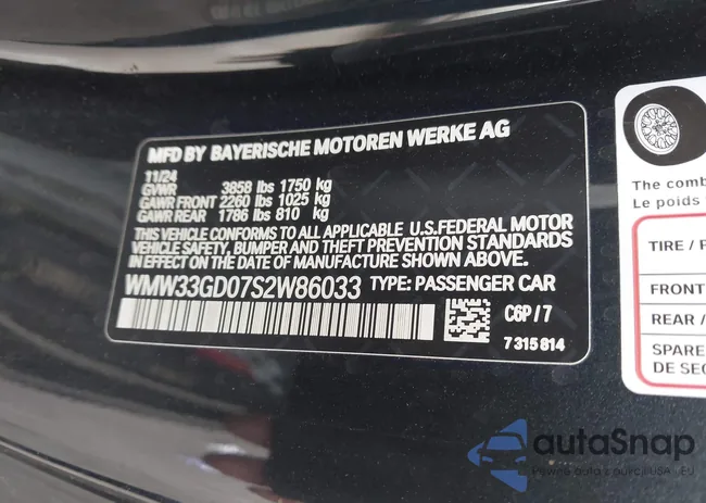 WMW33GD07S2W86033: 44081254