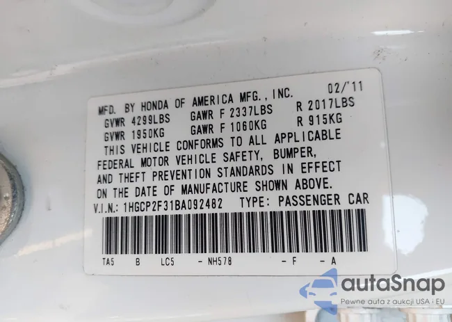 1HGCP2F31BA092482: 44082688