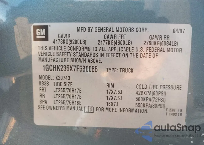 1GCHK236X7F530086: 44082970