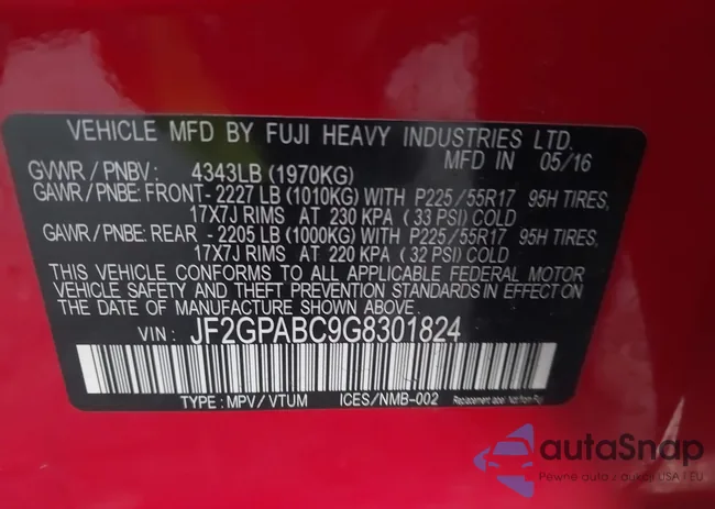 JF2GPABC9G8301824: 44083000