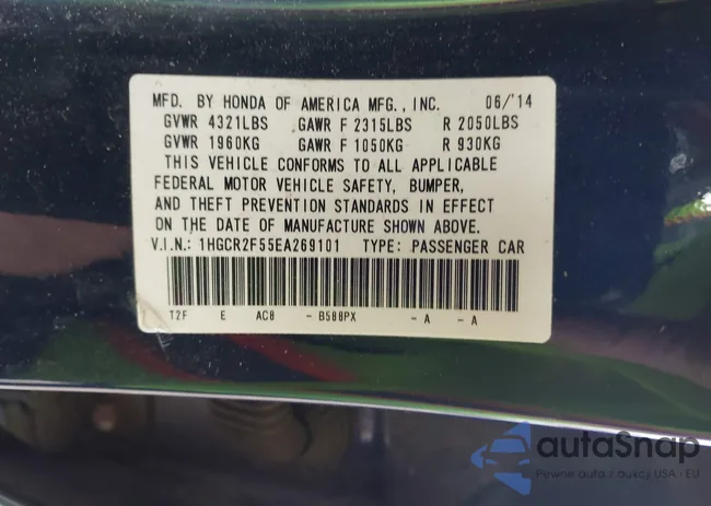 1HGCR2F55EA269101: 44083005