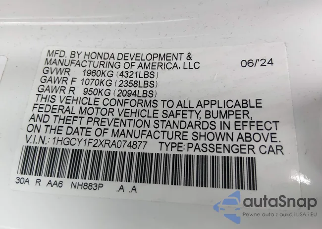 1HGCY1F2XRA074877: 44082369