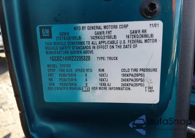 1GCEC14V62Z205328: 44082531