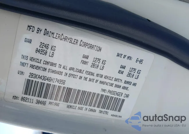 2B3KA43G46H174956: 44083653