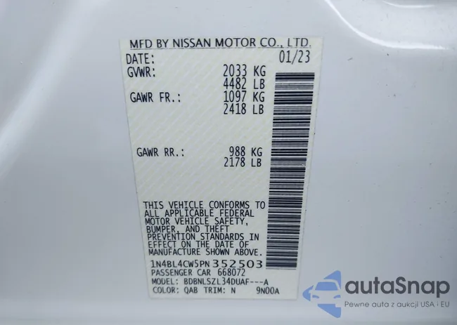 1N4BL4CW5PN352503: 44083663