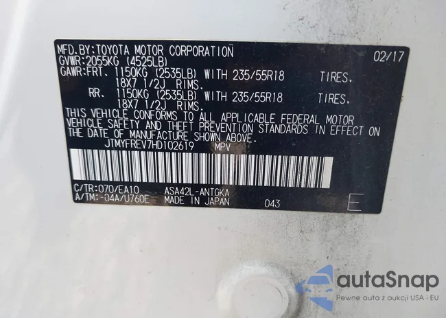 JTMYFREV7HD102619: 44083807