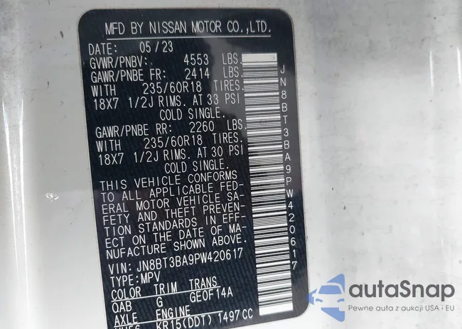 JN8BT3BA9PW420617: 44083825