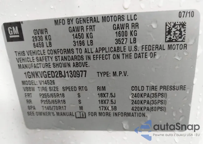 1GNKVGED2BJ130977: 44083837