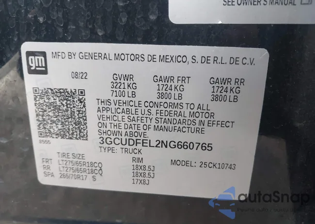 3GCUDFEL2NG660765: 44084587