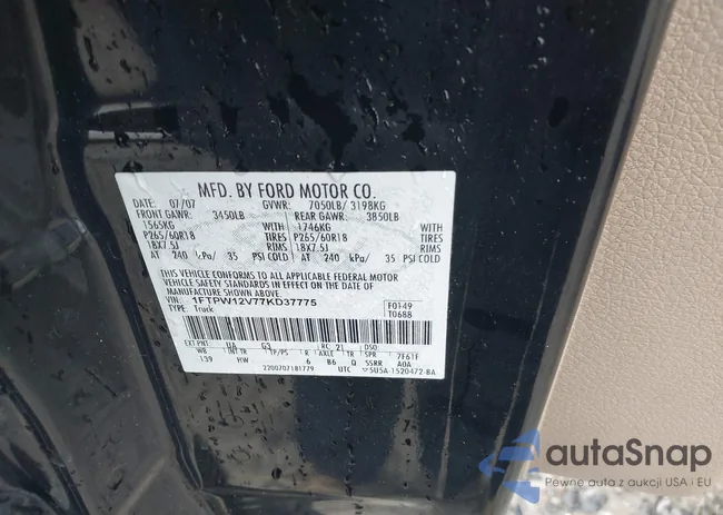 1FTPW12V77KD37775: 44084995