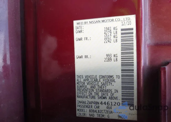 1N4AL2AP4BN446120: 44085017