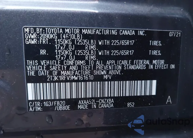 2T3K1RFV9MW161610: 44084182