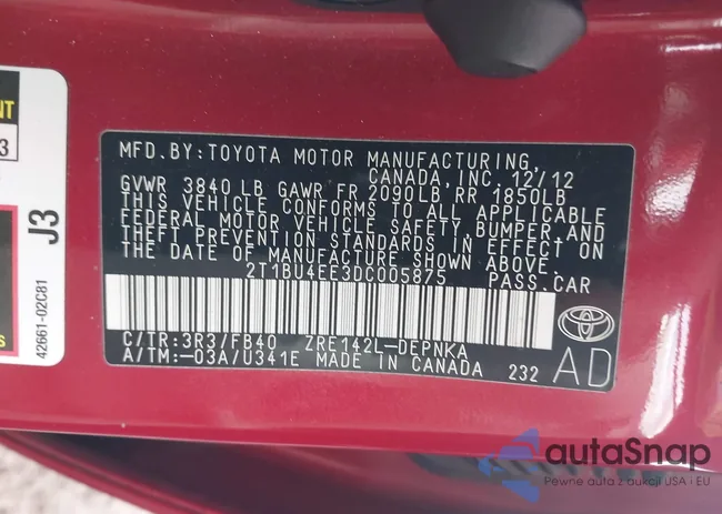 2T1BU4EE3DC005875: 44084185